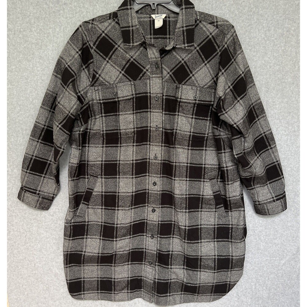 Duluth Womens Flannel Shirt 2X Plaid Folklore Duster Button Up Heavyweight Tunic